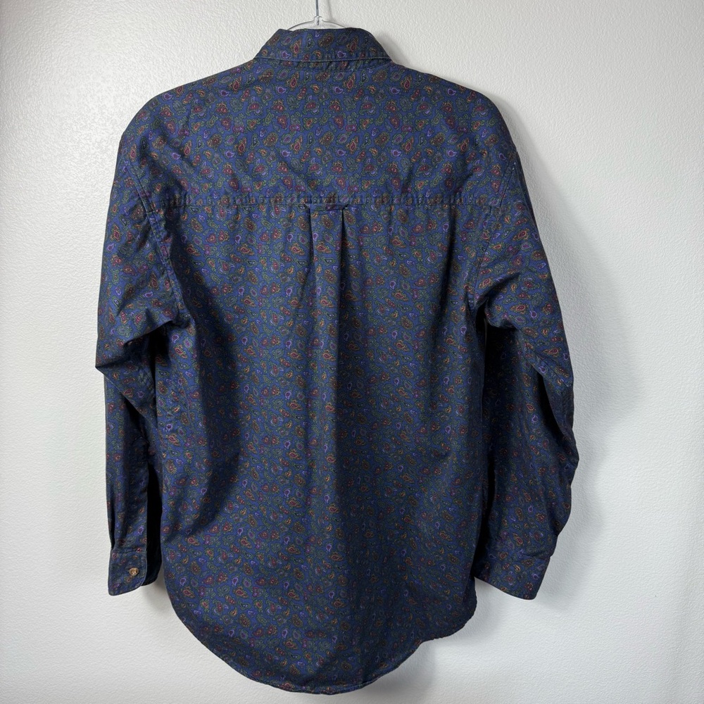 Vintage Chaps Ralph Lauren Blue Paisley‎ Button Down Shirt Men's Size Medium - Picture 3 of 8